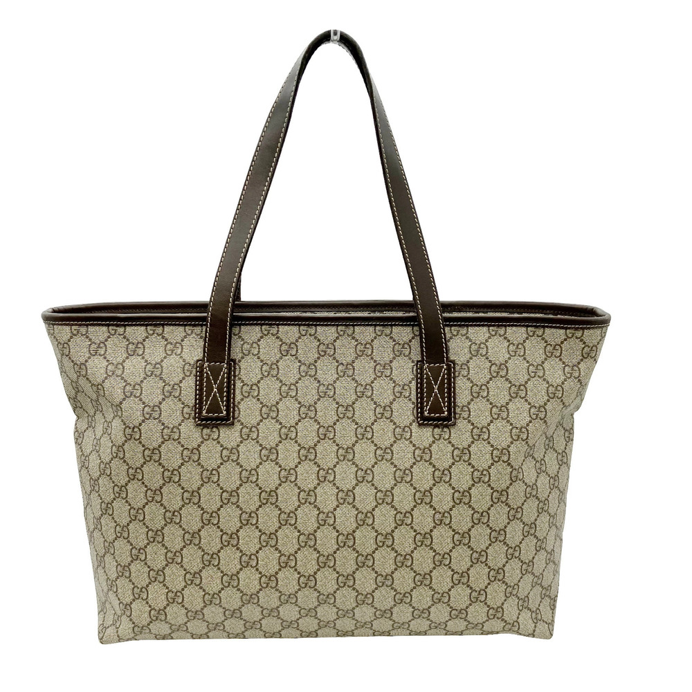 GUCCI GG Supreme Tote Bag Beige Ebony Handbag Shoulder Commuting